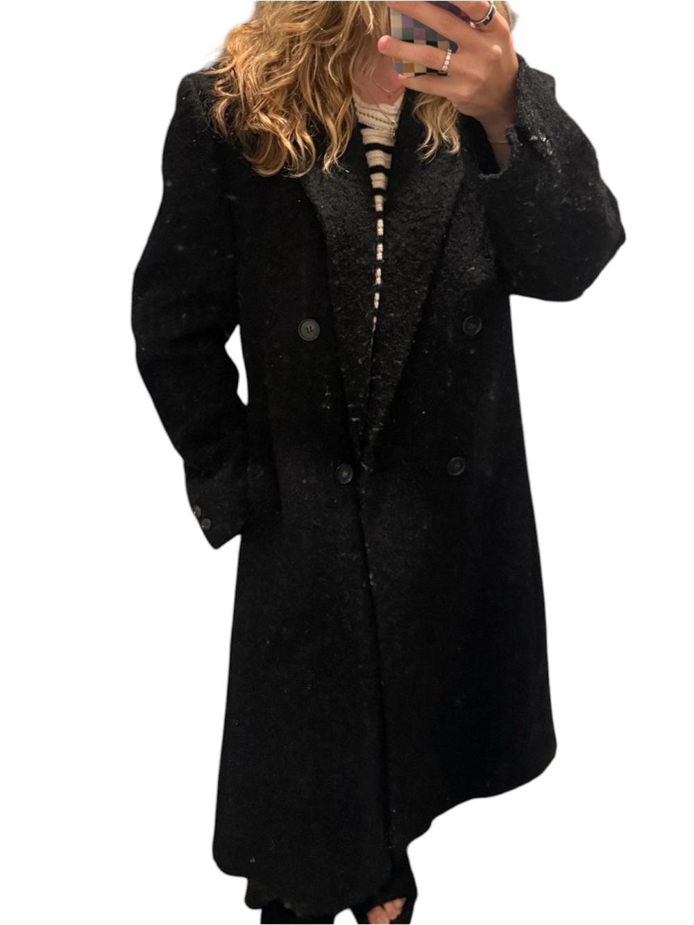 Pierre Cardin Black Double-Breasted Wool Coat